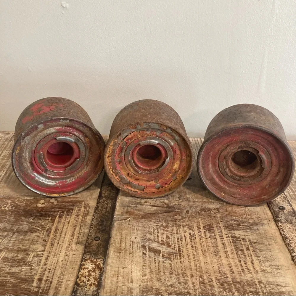 3 Vintage Bolser Corporation Roadside Flares Rusty Metal Decor Stackable